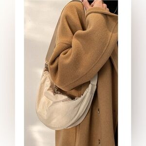 Beige Hobo Sling Crescent Crossbody Bag